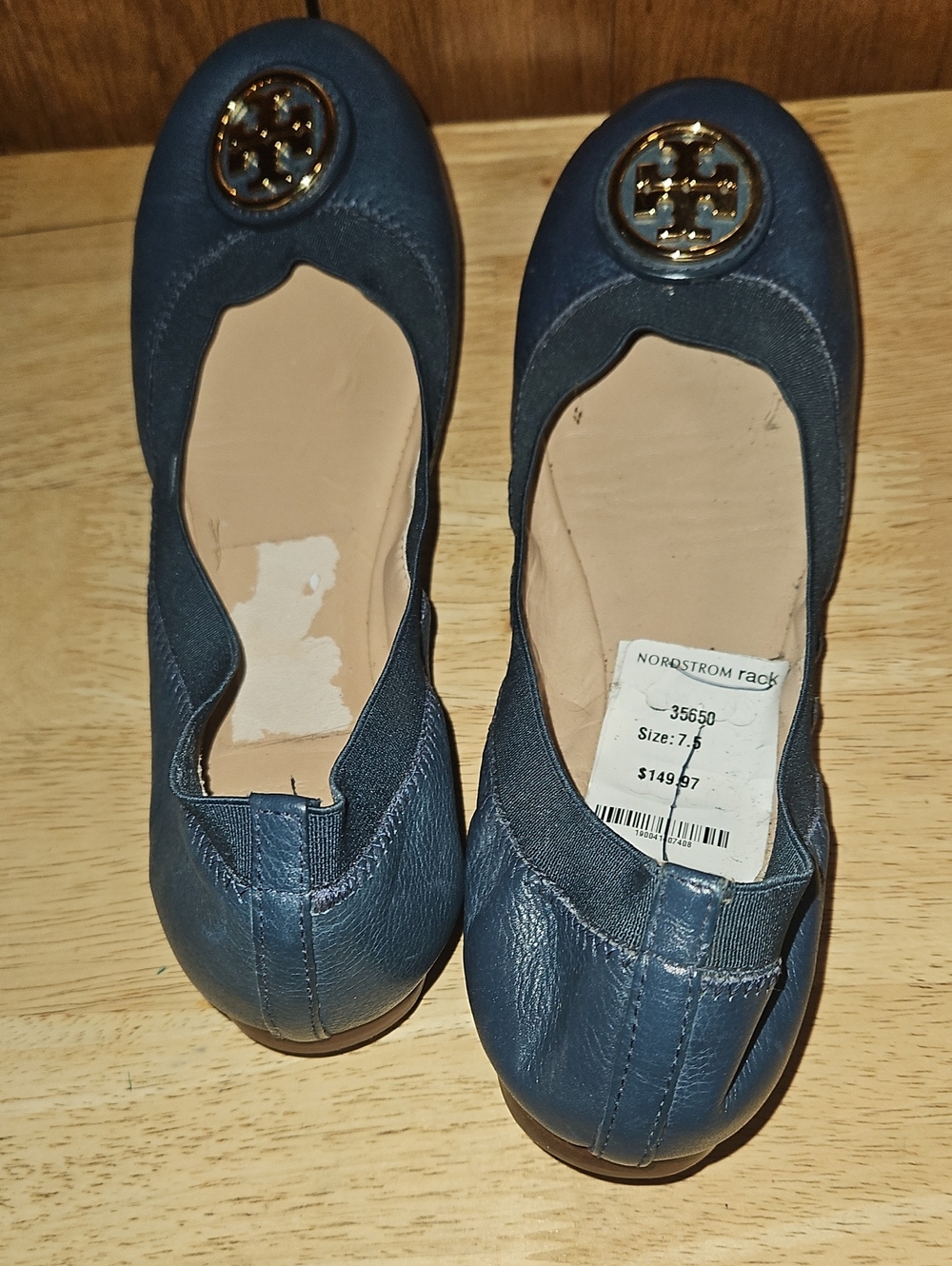 Tory Burch Leather Ballet Flats with Gold Logo
